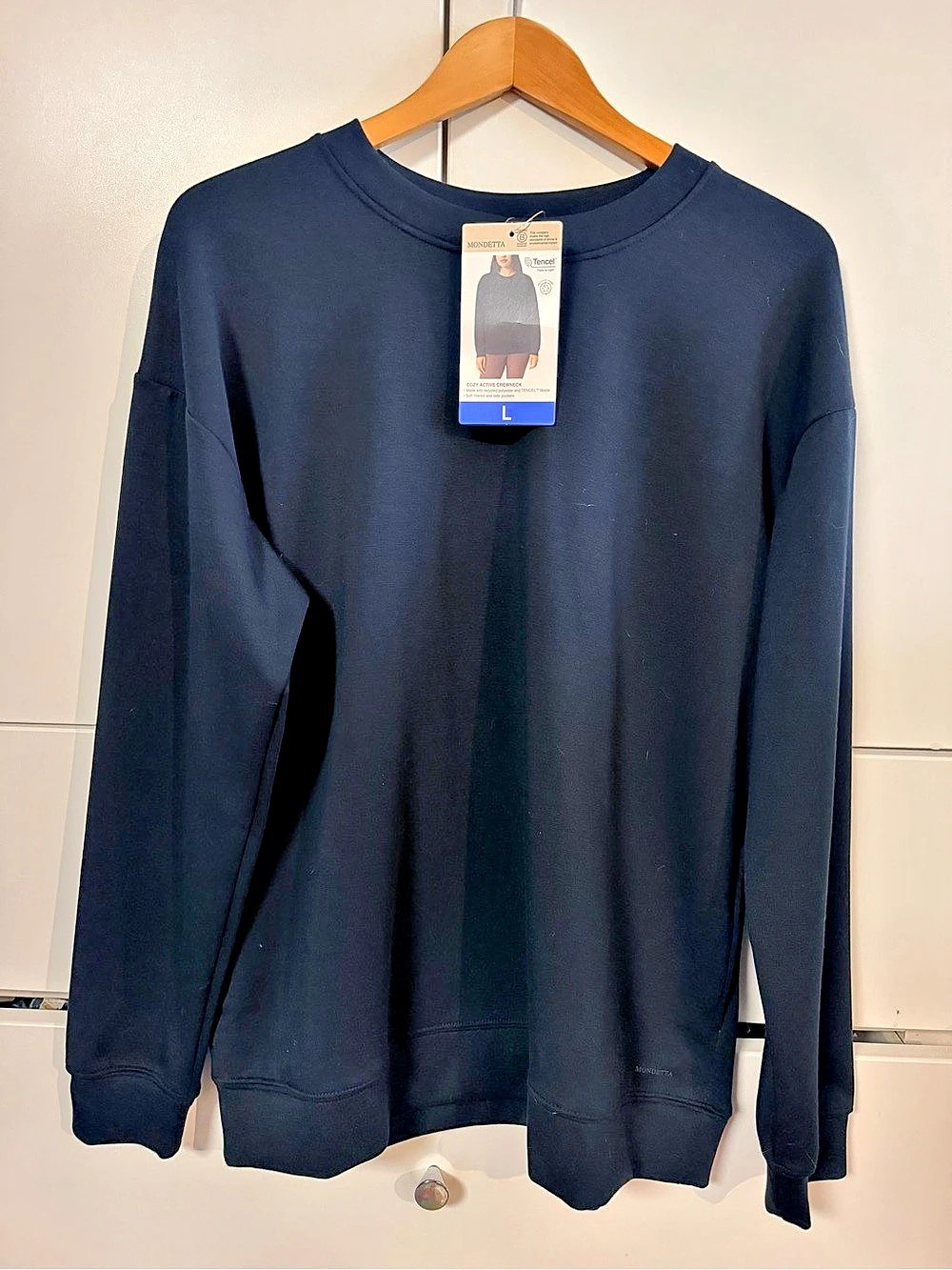 Mondetta Cozy Active Crewneck Tencel Blue Size Large NWT